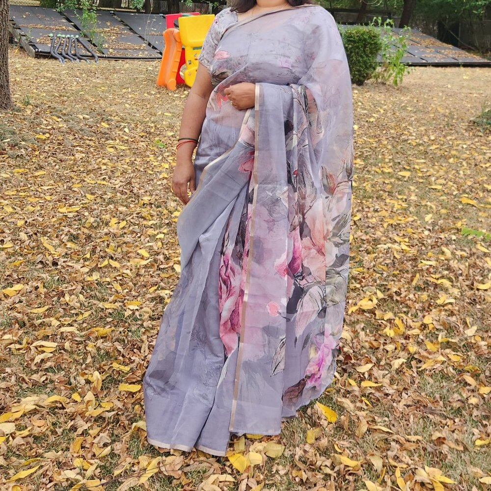 Orgenza saree with stitched blouse